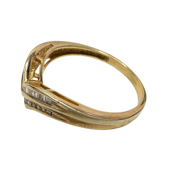 Beautiful 2 Row Chevron Style 1/4 Carat Natural Diamond Baguette Ring - Size 7 - Picture 8 of 17